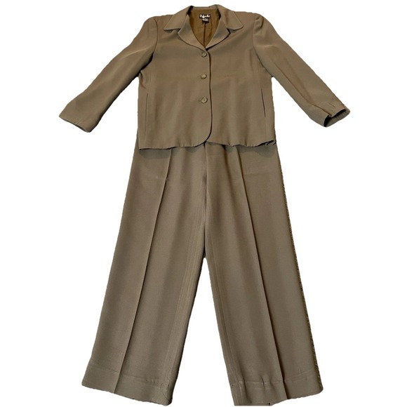 Rafaella Pants - 70s Rafaela 2Pc Tailored Pantsuit Womens Sz 6/8 Taupe Beige Career Business READ